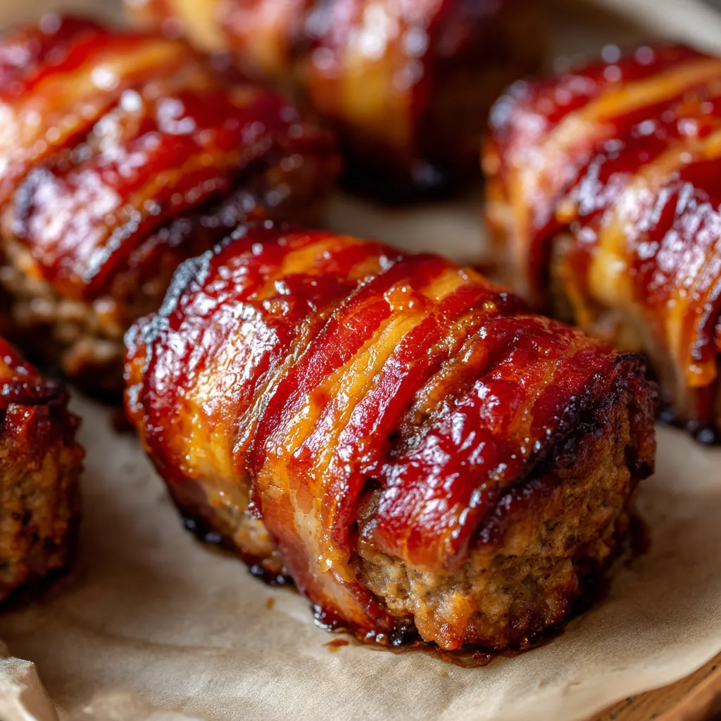 Bacon wrapped meat on a paper towel.