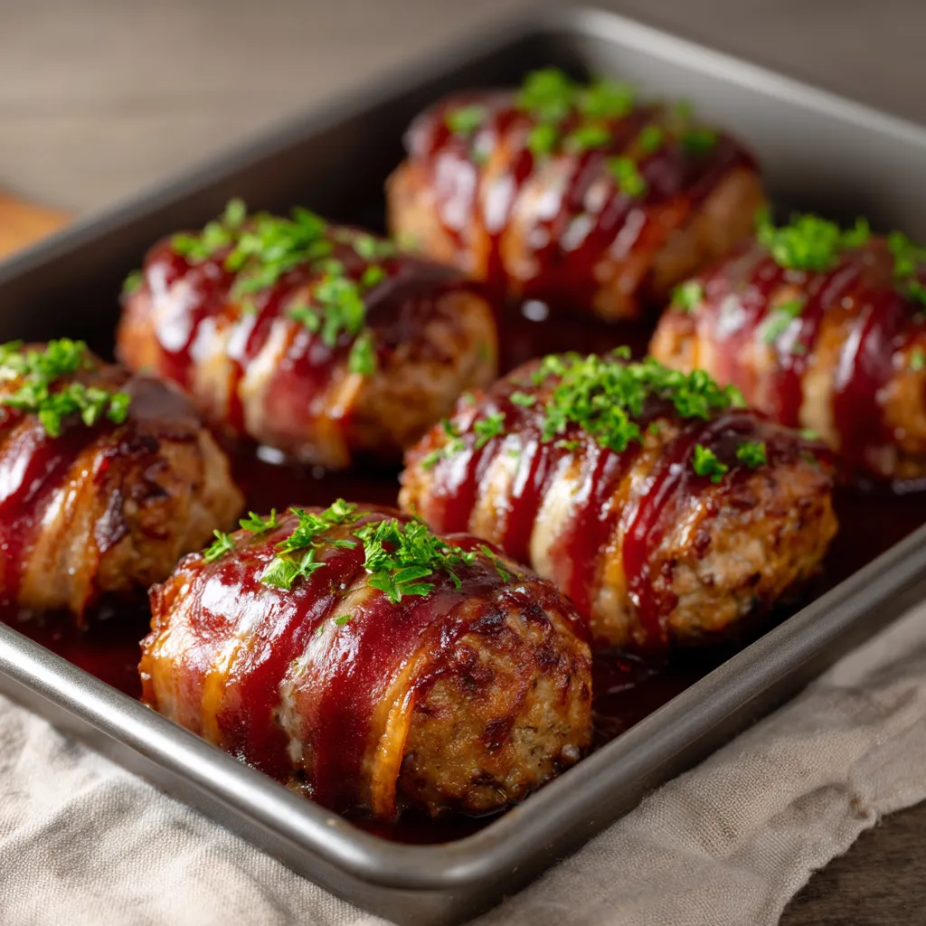A pan of meatballs with sauce.