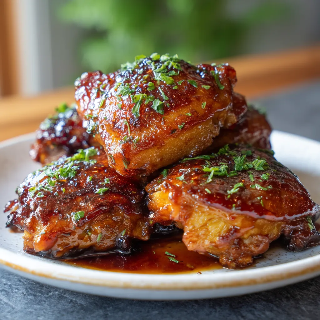 A plate of chicken with sauce.