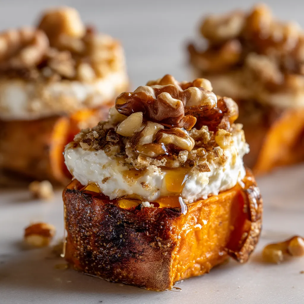 A slice of food with nuts on top.