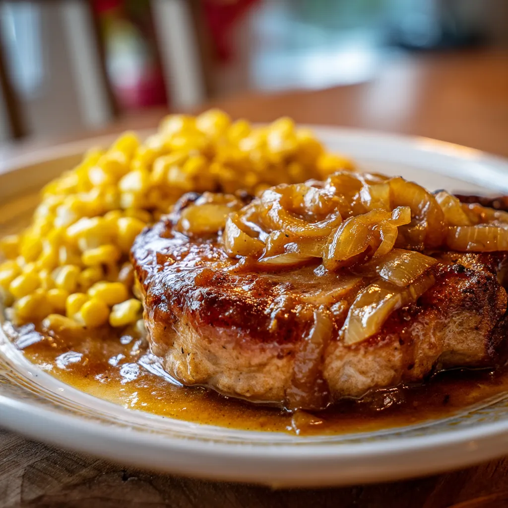 A plate of food with meat and corn.