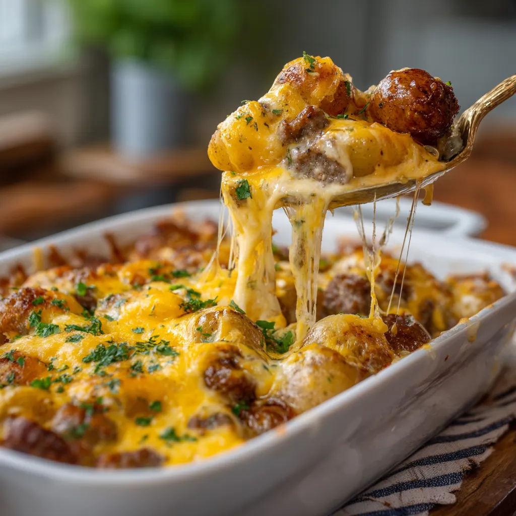 A spoon is in a bowl of food.