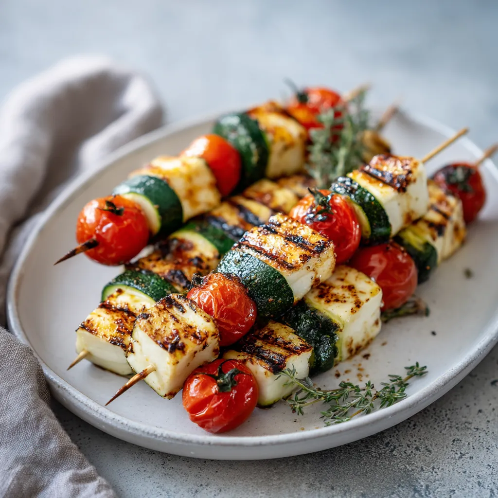 A plate of grilled vegetables.