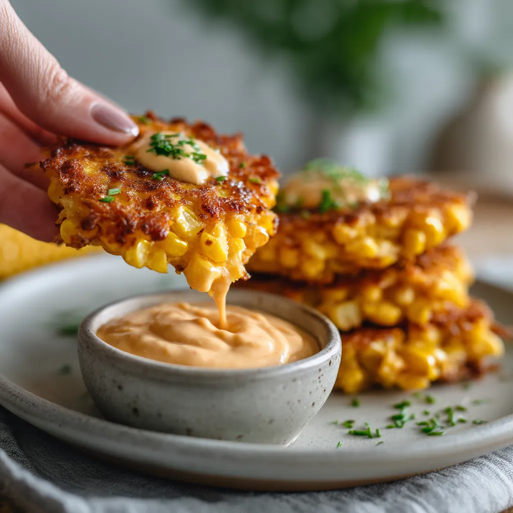 A hand dipping a piece of food into a bowl.