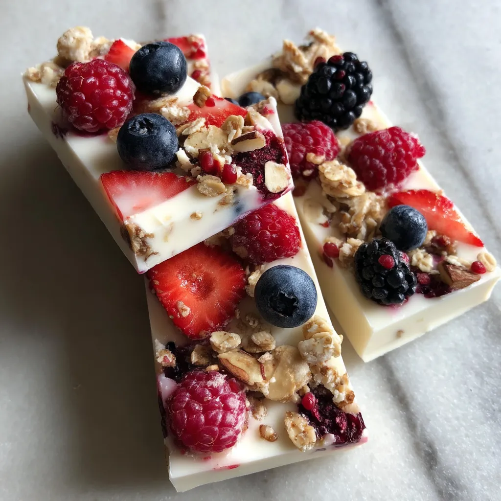 A square of cake with berries and nuts.