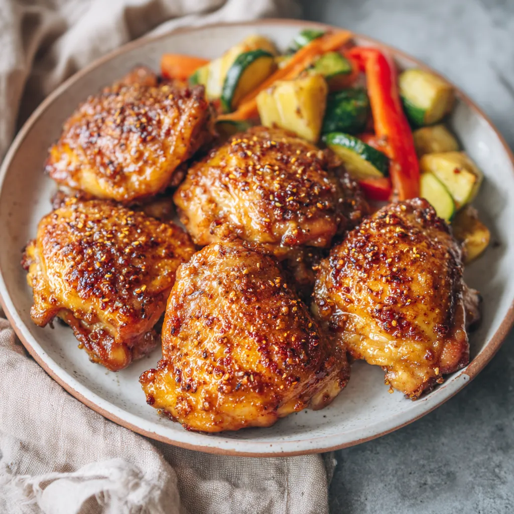 A plate of chicken and vegetables.