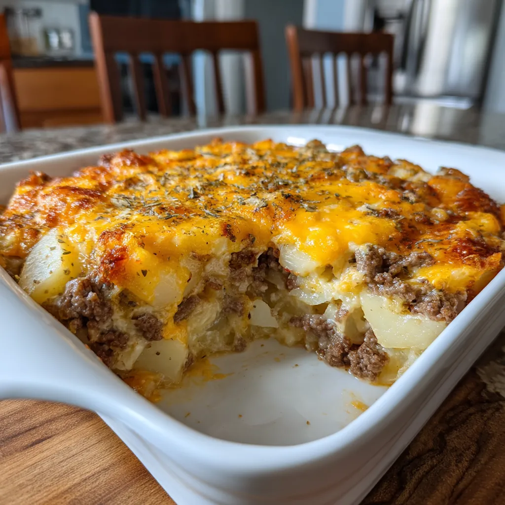 A casserole dish with a slice of food in it.