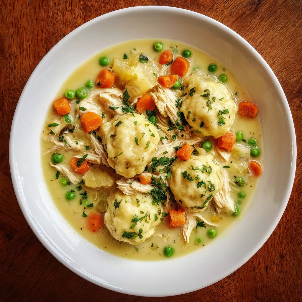 A bowl of soup with chicken and peas.