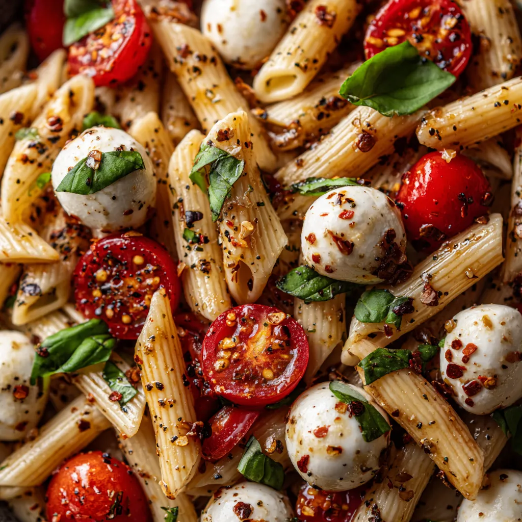 Caprese Pasta Salad with Hot Maple Glaze.
