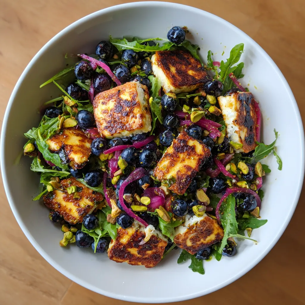 A bowl of food with blueberries and cheese.