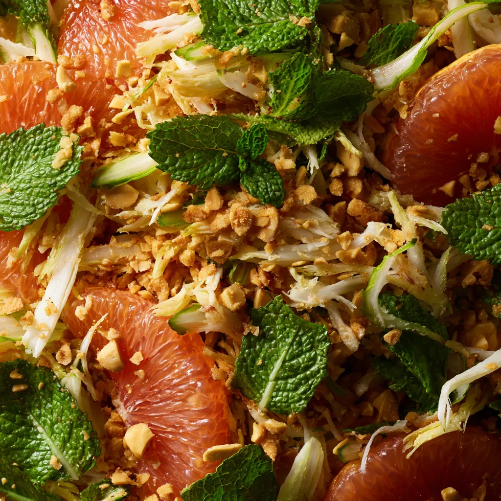 A dish of banana blossom and citrus toss.