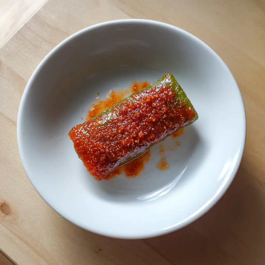 A bowl of food with a red sauce.