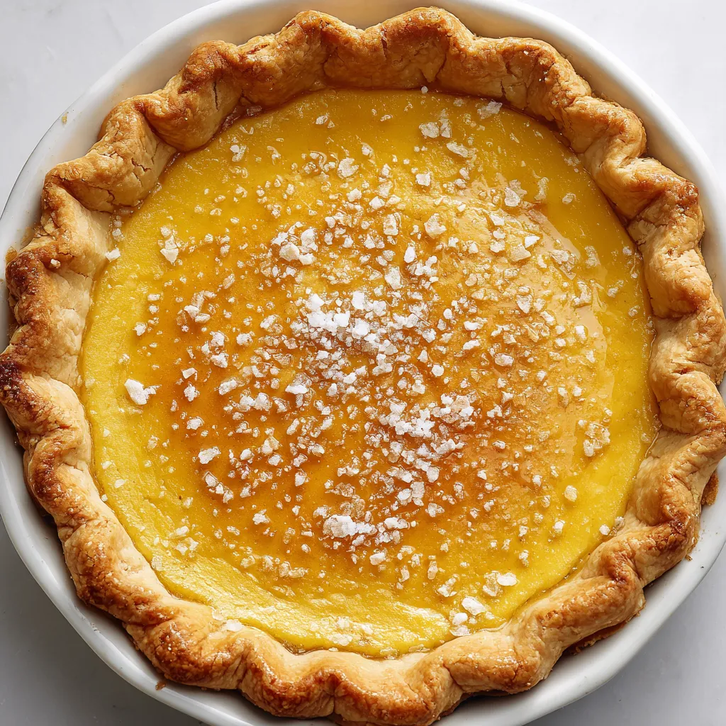 A pie with a yellow filling.