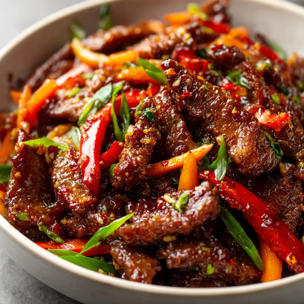 A bowl of crispy chilli beef.