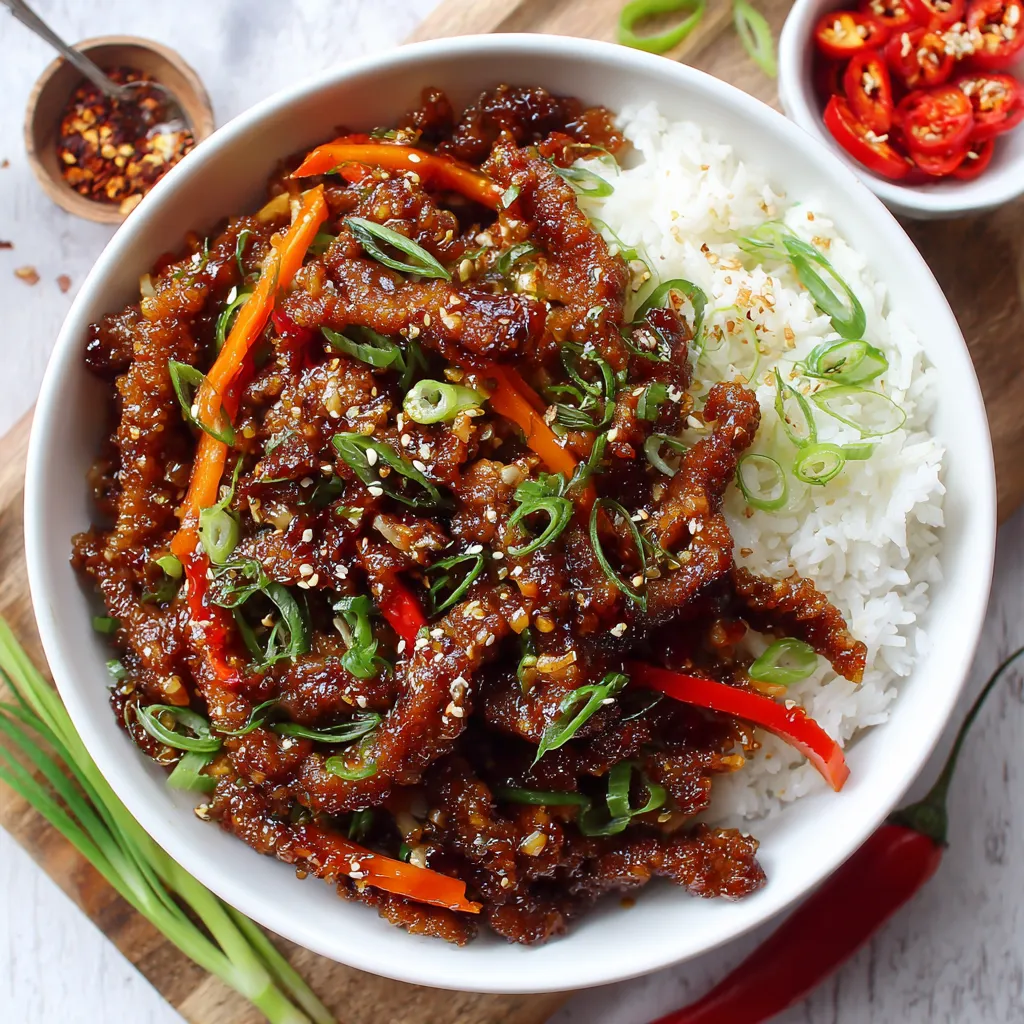 A bowl of meat and rice.