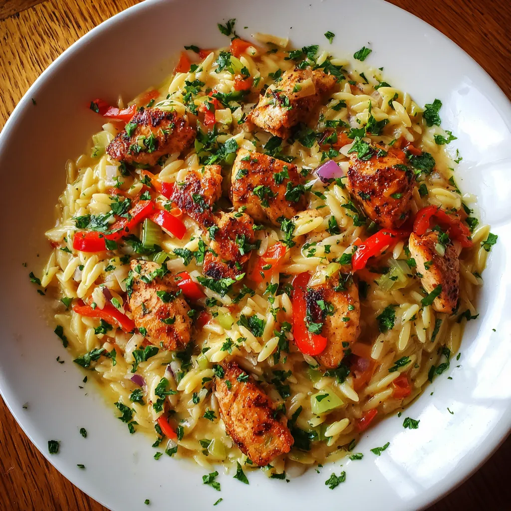 A plate of food with chicken and pasta.