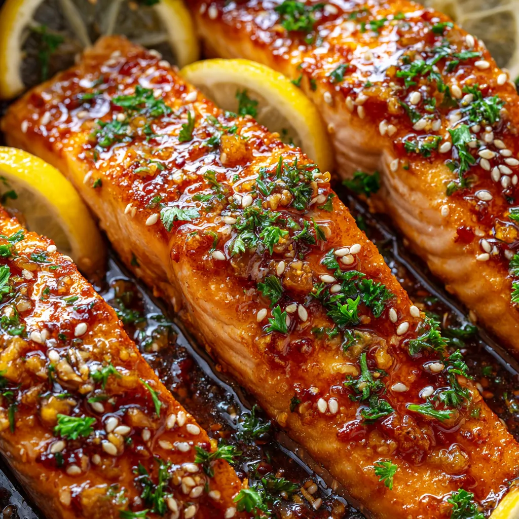 A plate of fish with lemon and herbs.