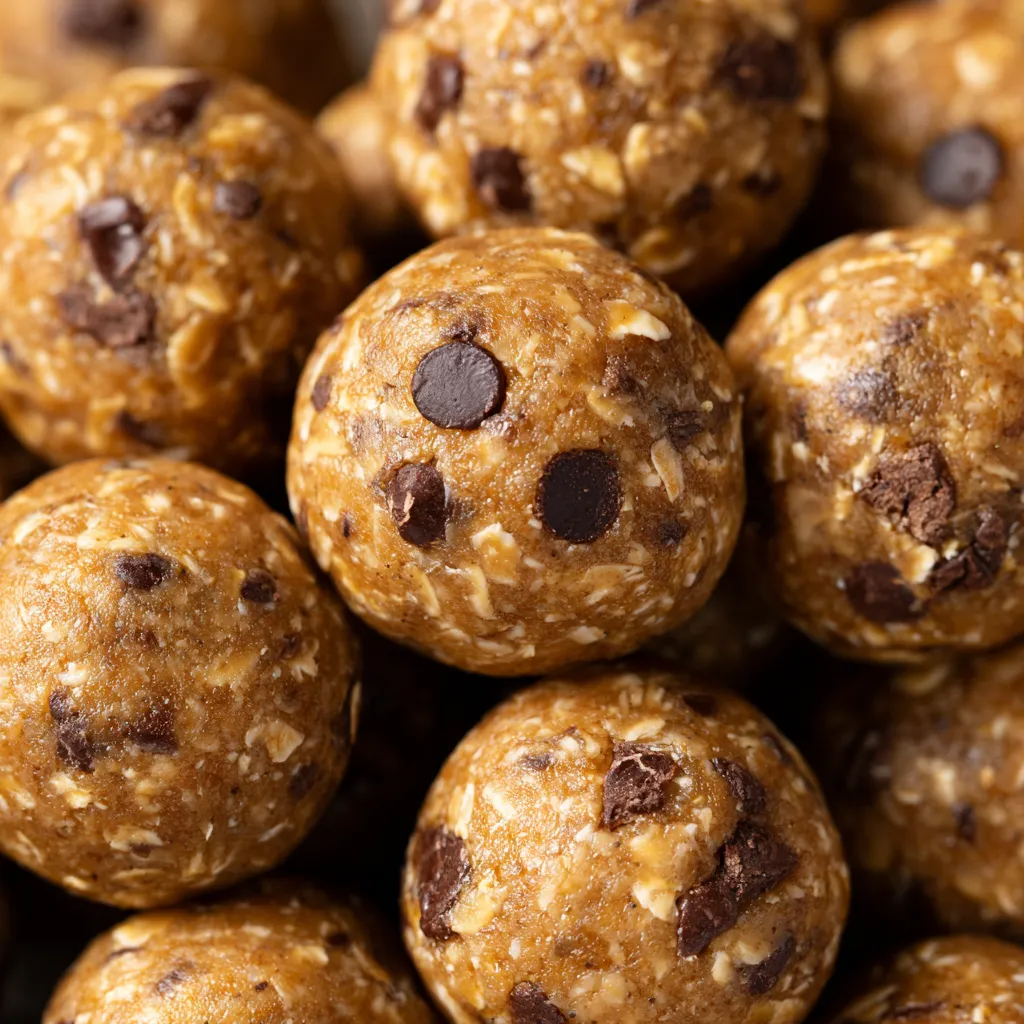 A pile of peanut butter oat energy bites.