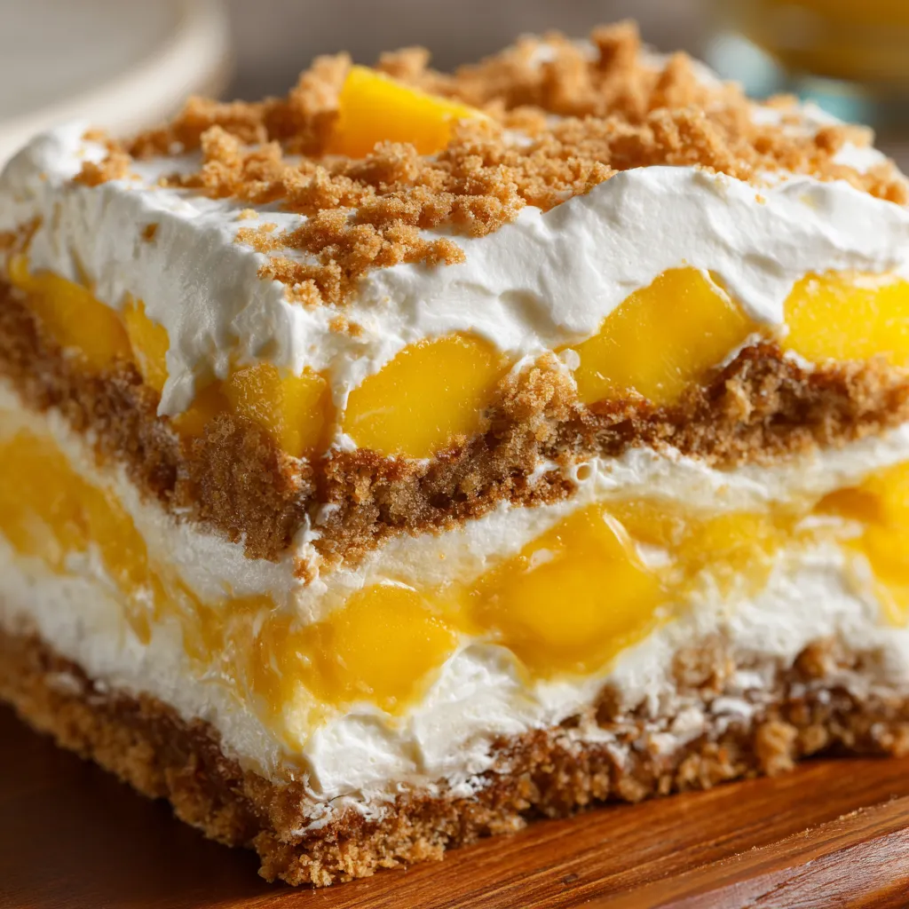 A slice of mango float cake.