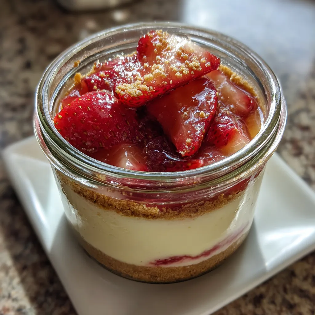 A glass of strawberries and cream.