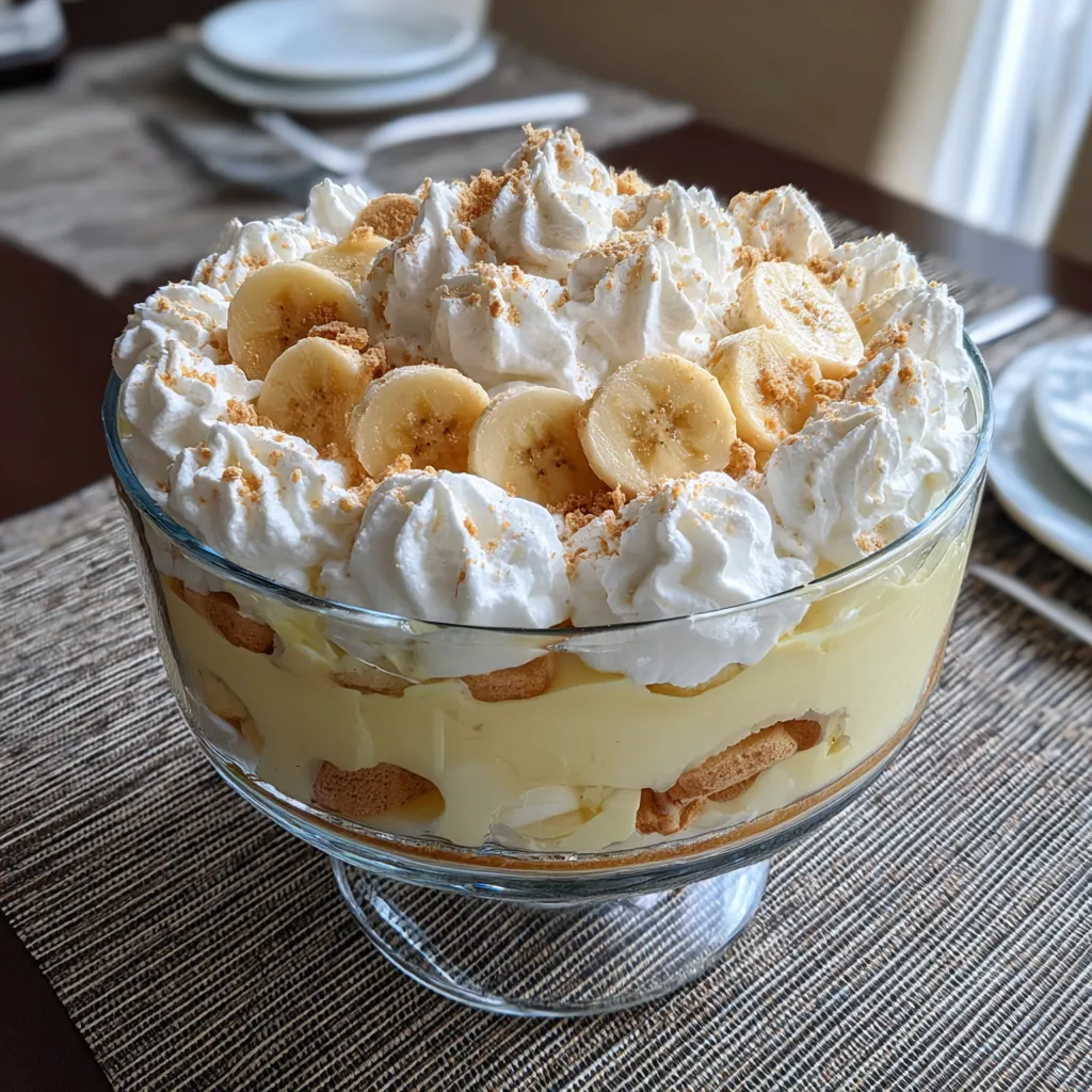 A glass bowl filled with bananas and whipped cream.