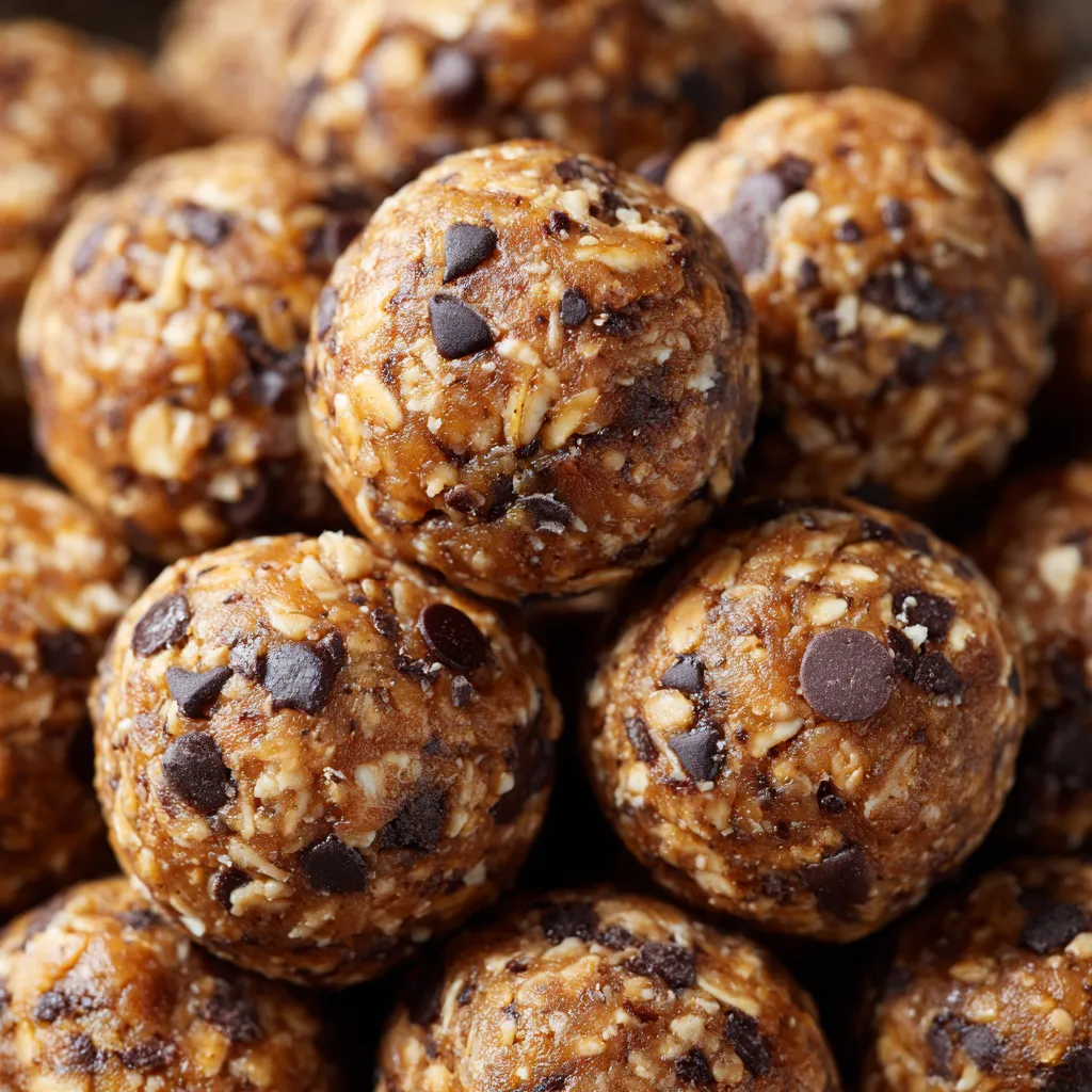 A pile of peanut butter oat energy bites.
