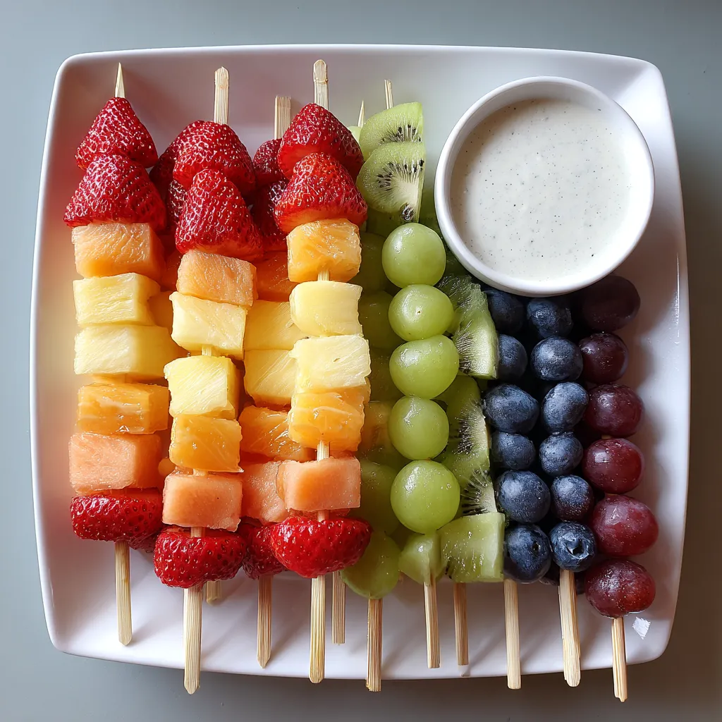 A plate of fruit with a bowl of dip.