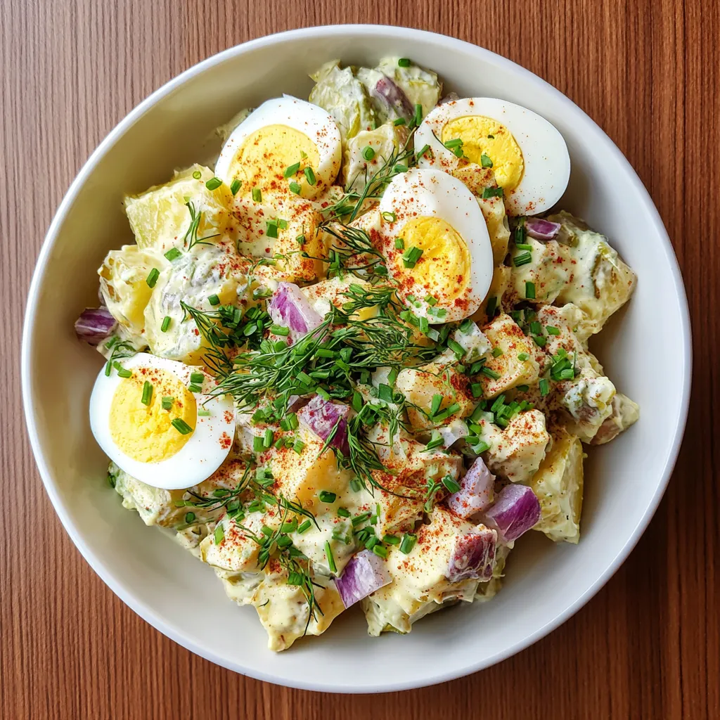 A bowl of food with eggs and onions.