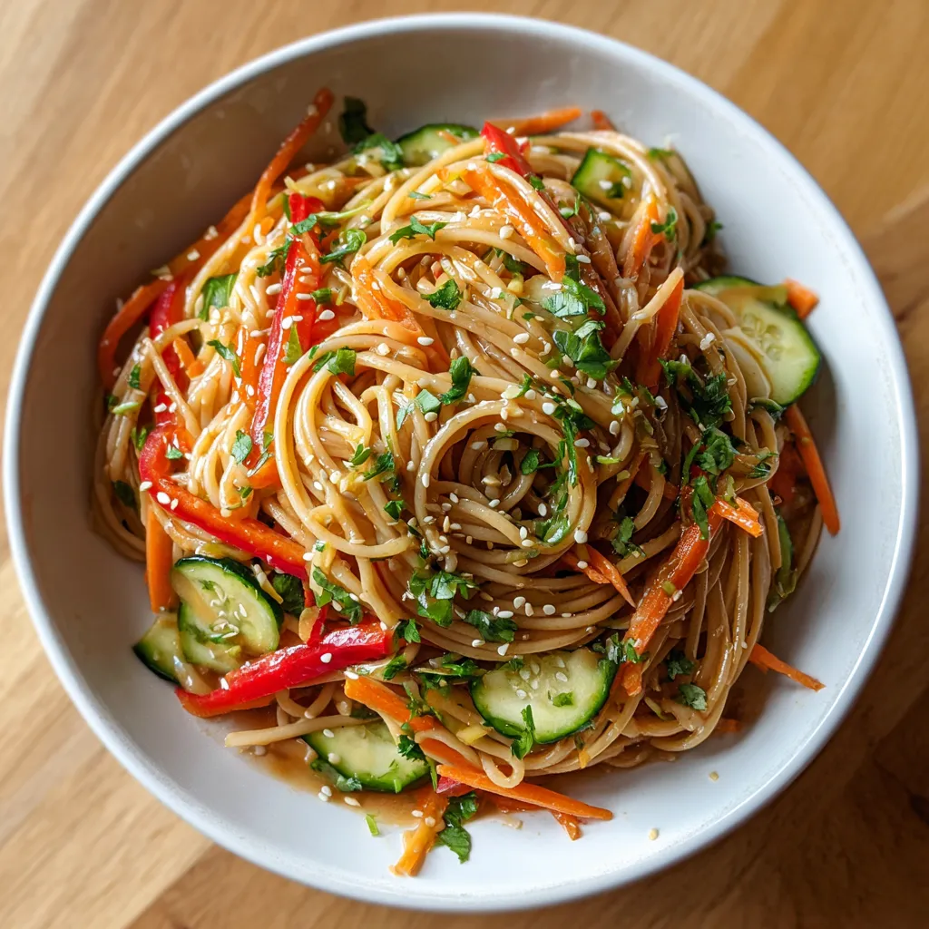 A bowl of noodles with vegetables.