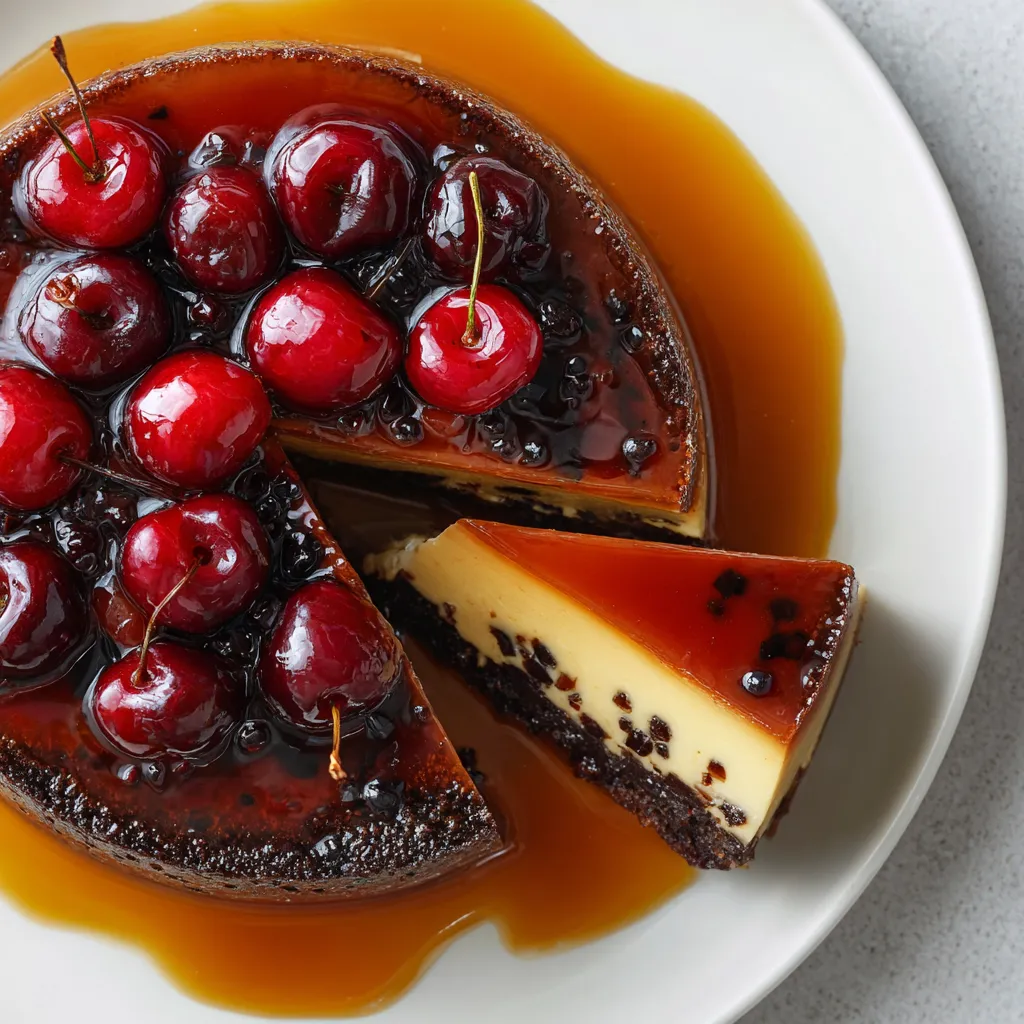 A slice of cherry cheesecake on a plate.
