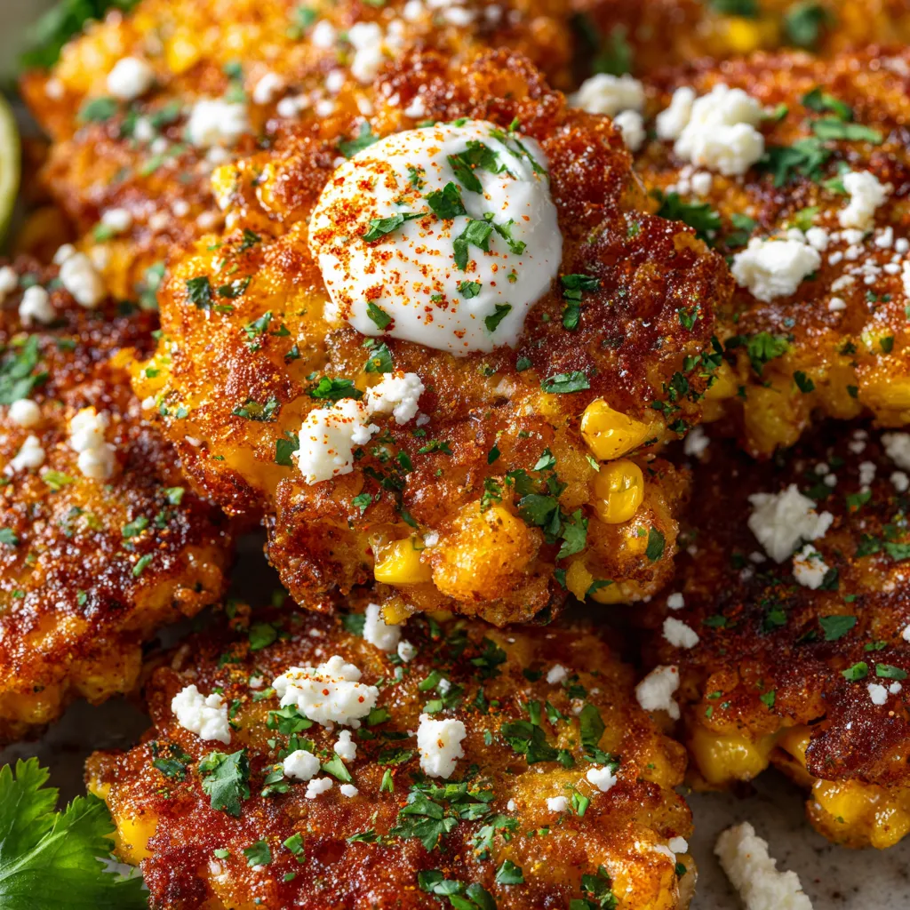 Elote-style corn fritters with lime mayo.