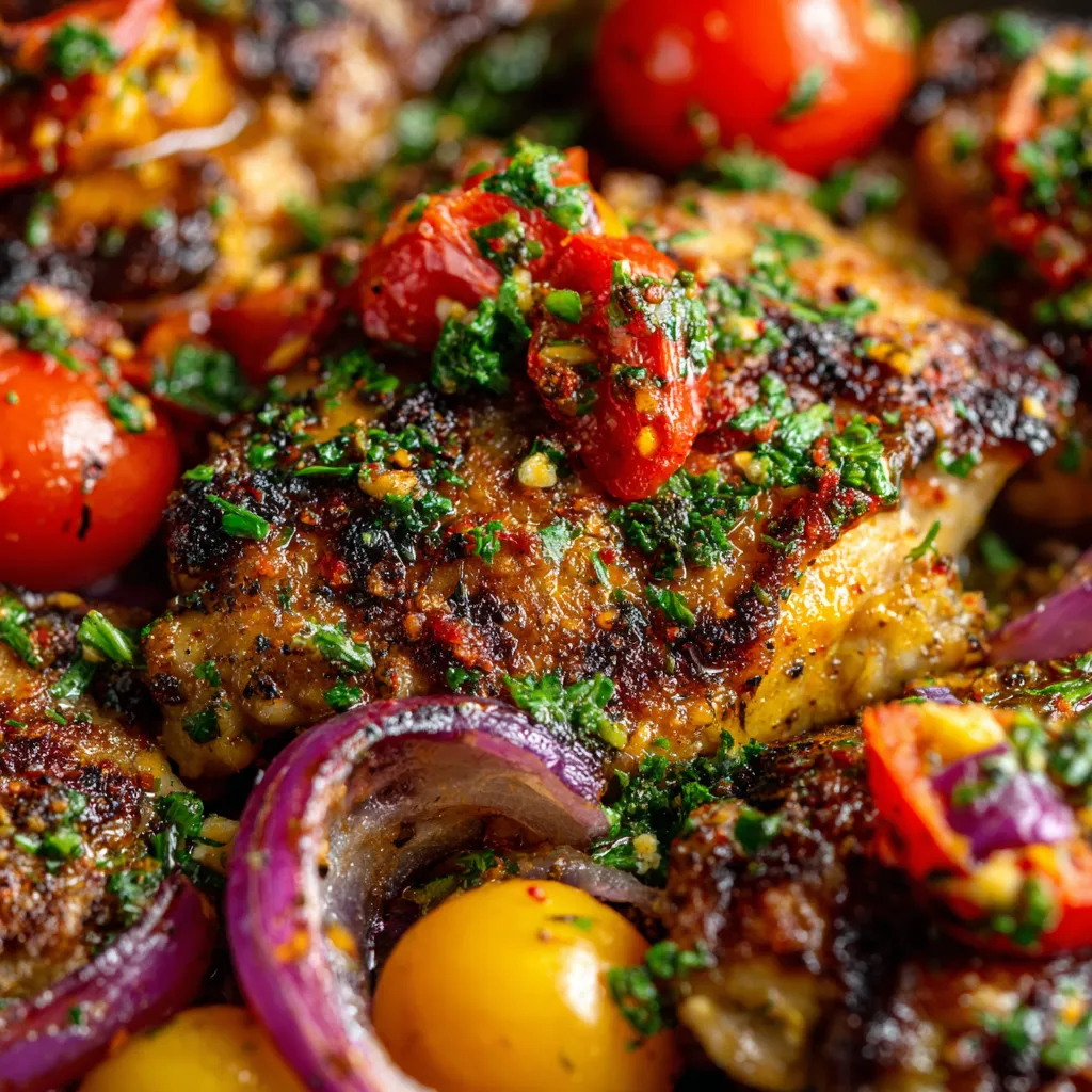 Grilled chicken with preserved lemon and tomato salsa.