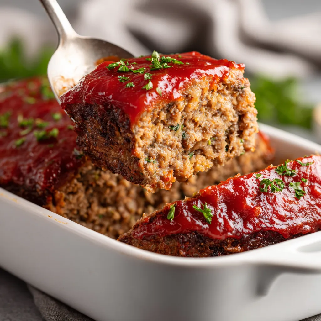 A slice of meat with tomato sauce.