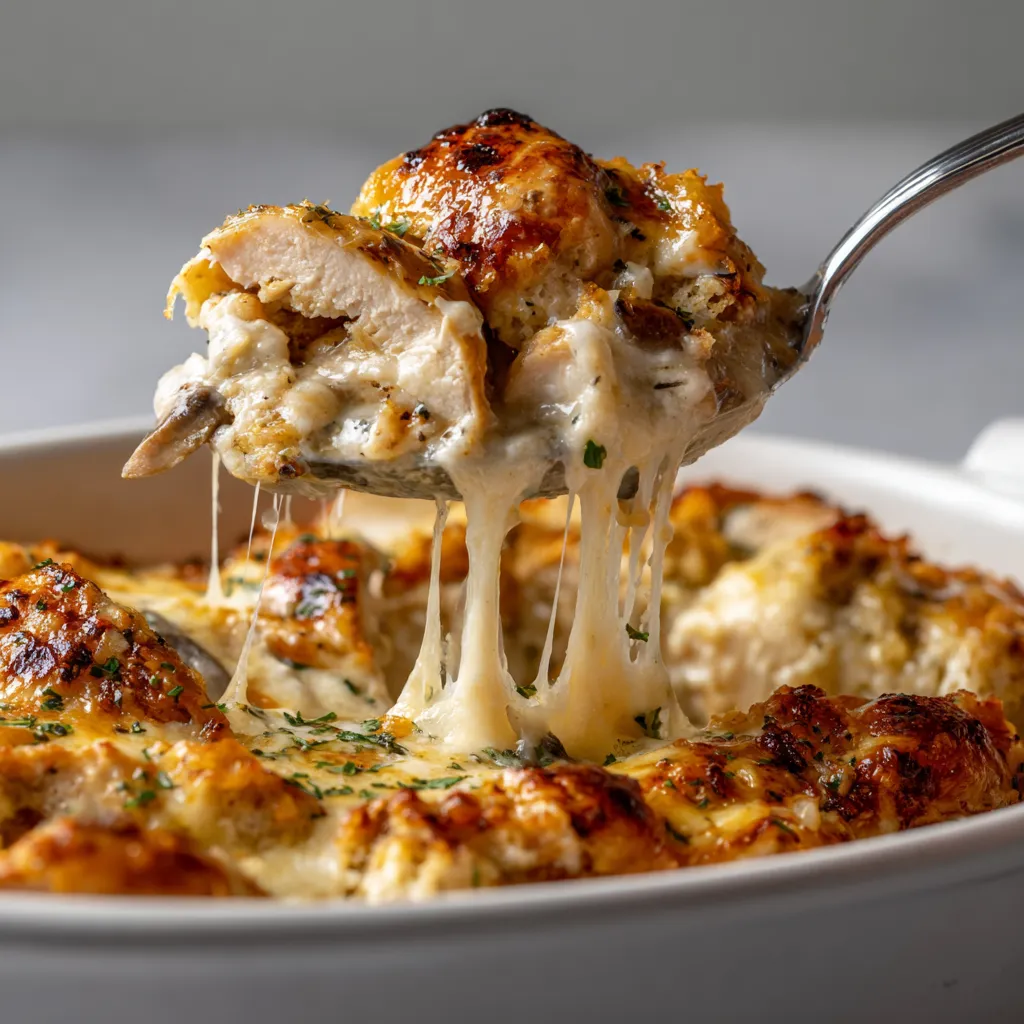A spoon is in a bowl of food.