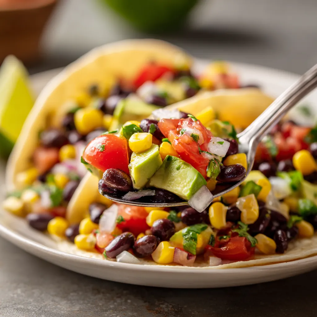 A plate of food with a spoon in it.