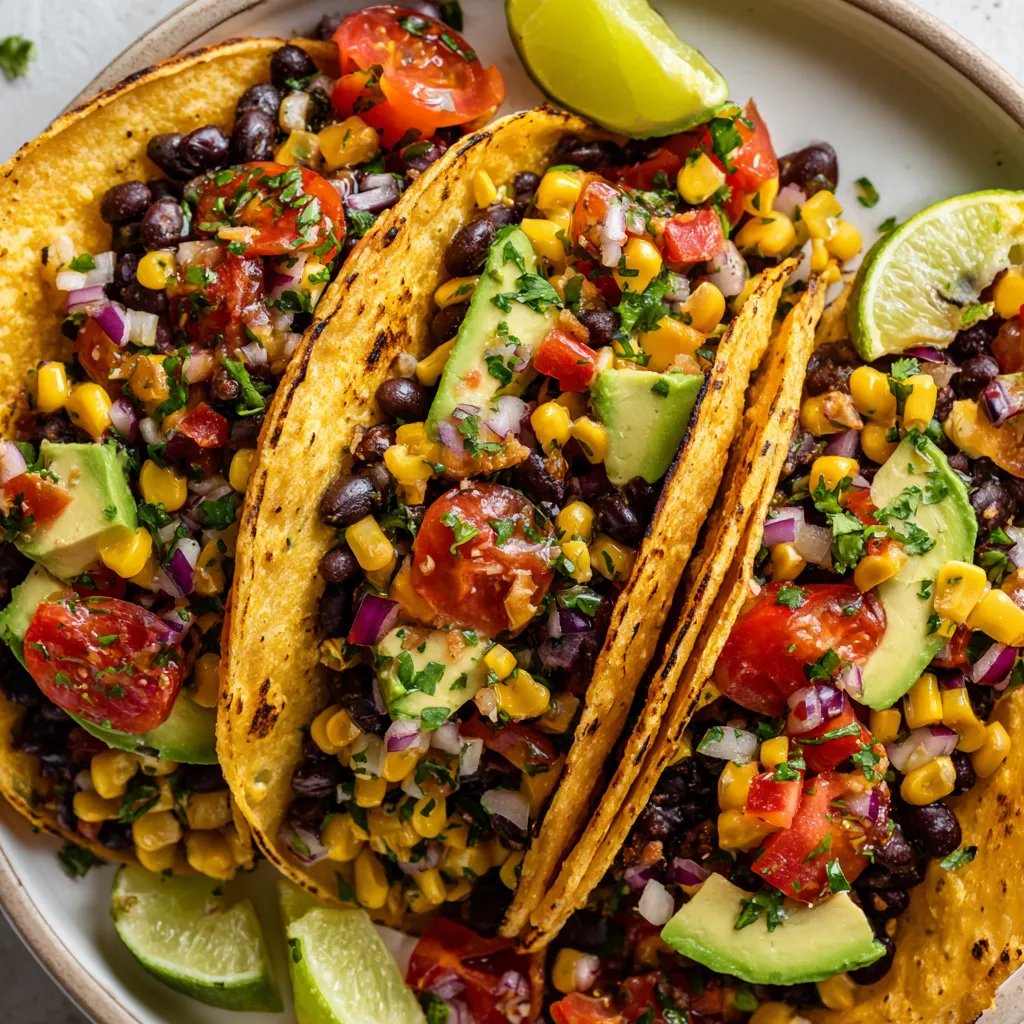 A plate of food with two tacos and a lime.