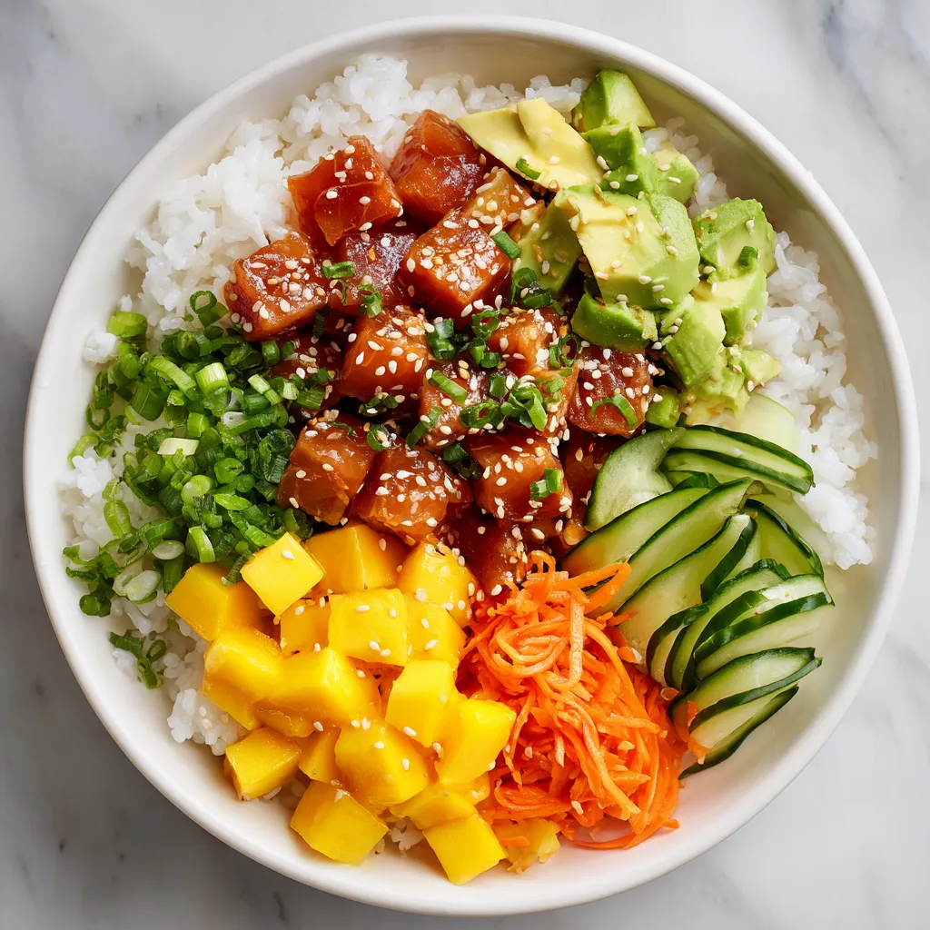 A bowl of food with rice, meat, and vegetables.