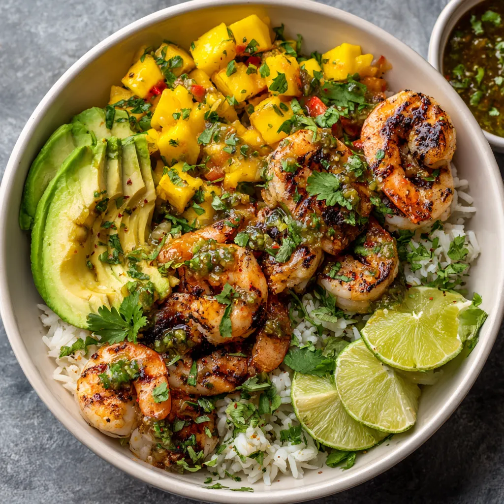 A bowl of shrimp and rice.