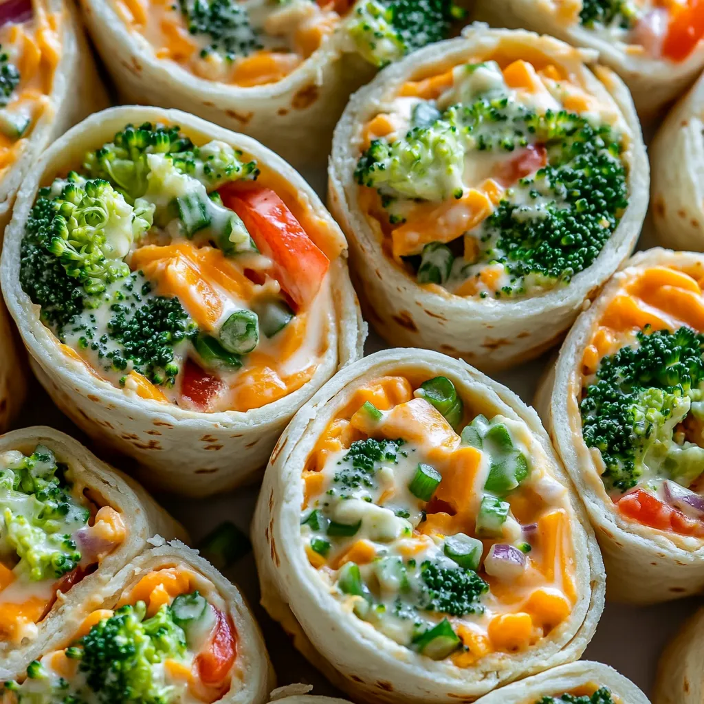 A plate of fresh vegetable tortilla roll ups.