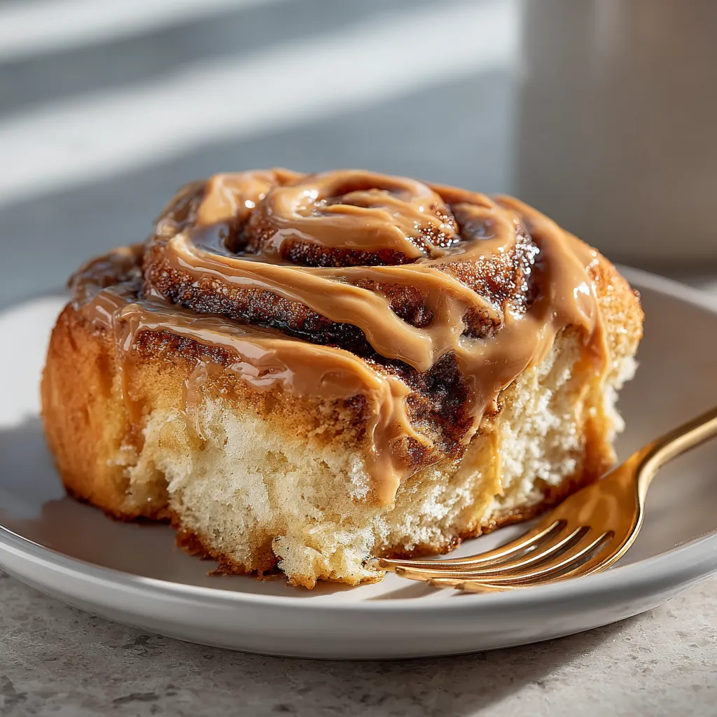 A plate with a piece of cinnamon roll.