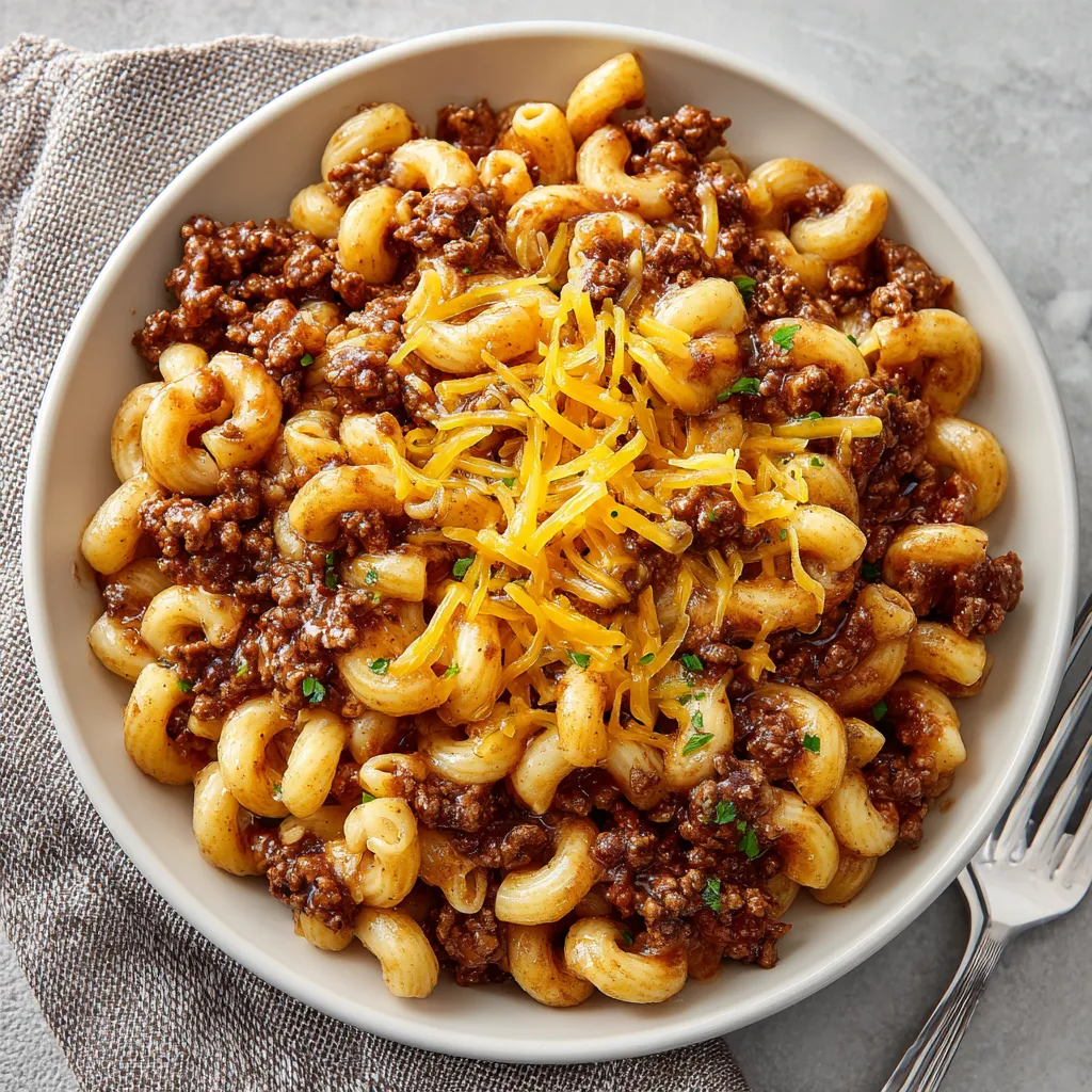A bowl of pasta with meat and cheese.