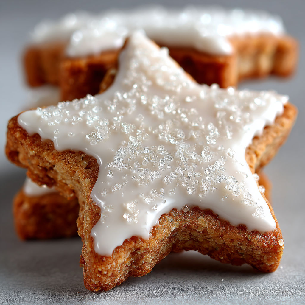 A close up of a cinnamon star cookie.