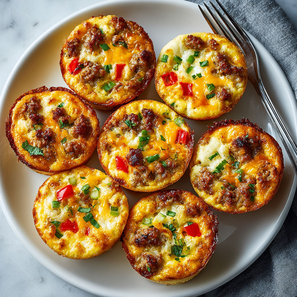 A plate of sausage and egg bites.