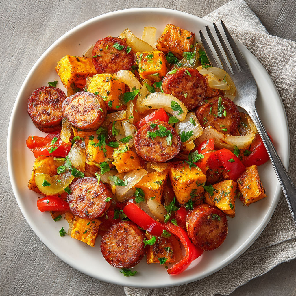 A plate of food with a fork on the side.