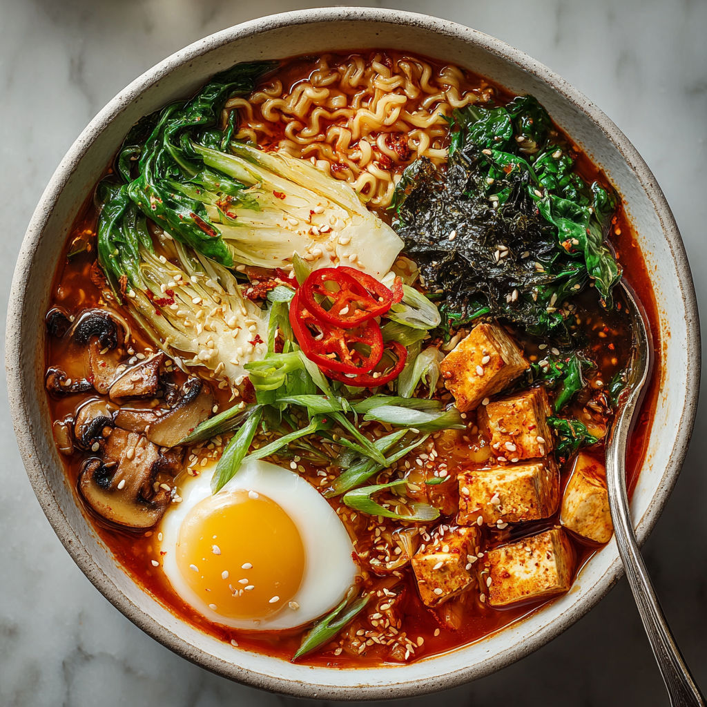 A bowl of food with a fried egg on top.