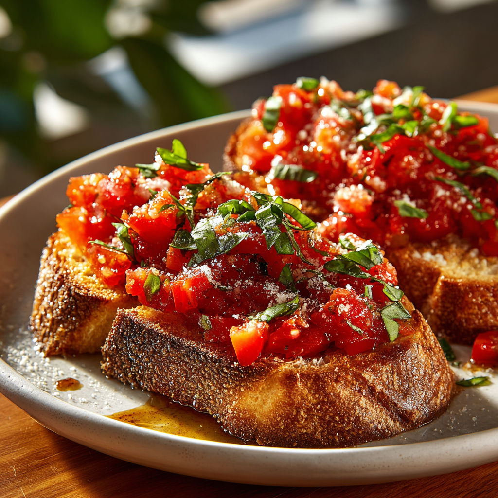 A plate of tomato ice with bread.
