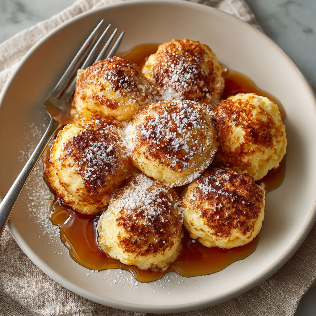 A plate of scrambled pancake bites.