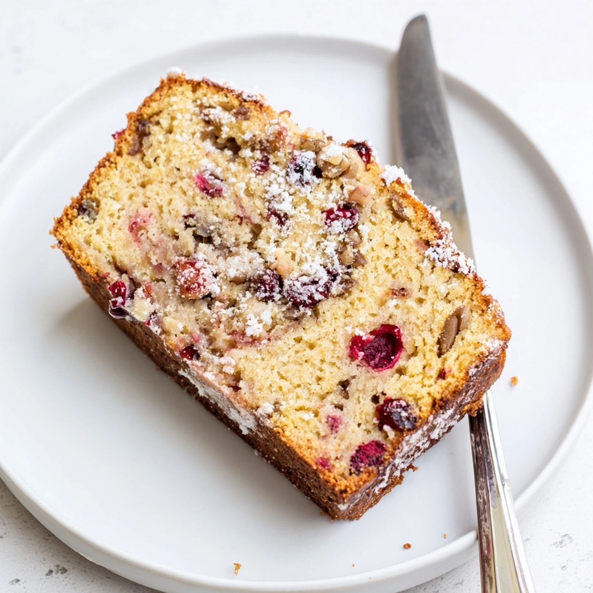 Golden-brown Cinnamon Cranberry Breakfast Loaf; a delicious balance of sweet and tart flavors.