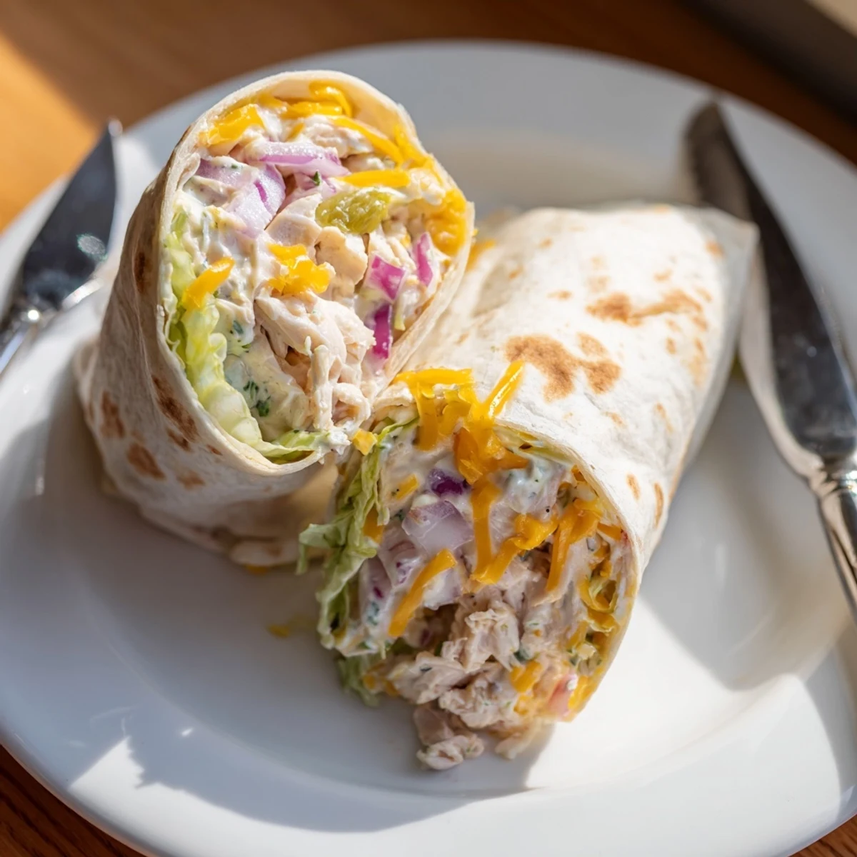 Juicy Ranch Pickle Chicken Melt Wraps with melted cheese and fresh dill goodness.