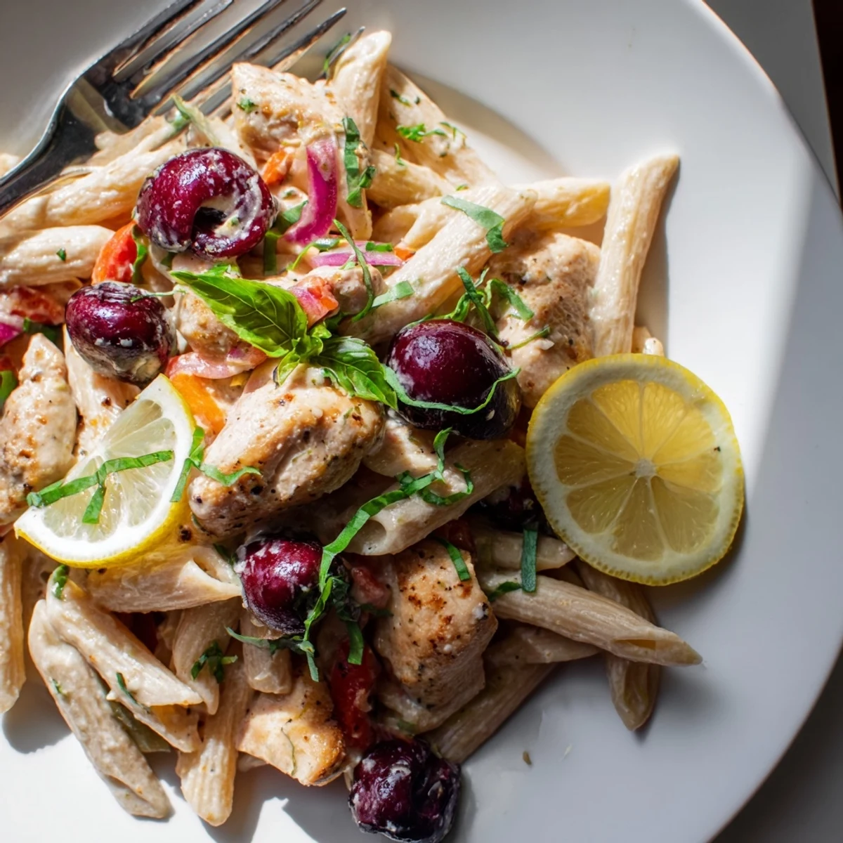 Delicious fusion of Cherry Jalapeño Chicken Pasta with juicy cherries and spicy jalapeños.